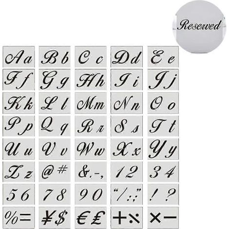 40 gabarits de lettres, modèles d'alphabet en plastique réutilisables, majuscules et minuscules calligraphiques, 21 x 15 cm (1/4)