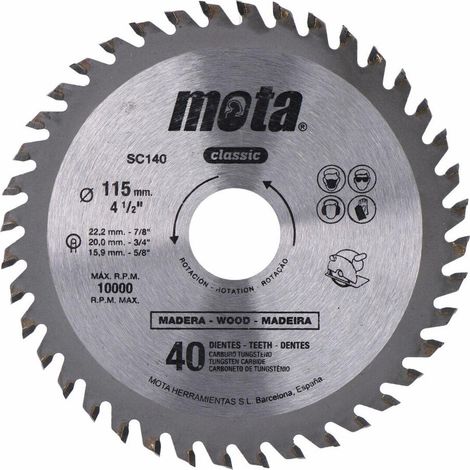 Sega circolare al widia ø115mm 40 denti clp18 sc140 MOTA
