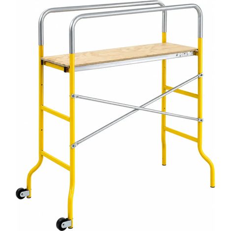 Trabattello in Acciaio 62x144x142 cm con Ruote Pedana in Legno