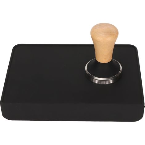 Kaffeestopfer-Set aus Holz mit Silikonmatte, Edelstahlfuß für Anfänger und Baristas, Schwarz, 51 mm (1/5)