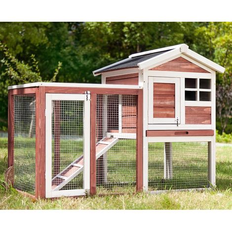 Jaula para conejos, gallinero y cobaya con techo de linóleo de dos pisos. (1/5)