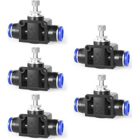 5 pièces 8mm OD vanne de régulation de débit d'air avec raccord push to connect, régulateur de vitesse droit (SA8) (1/4)