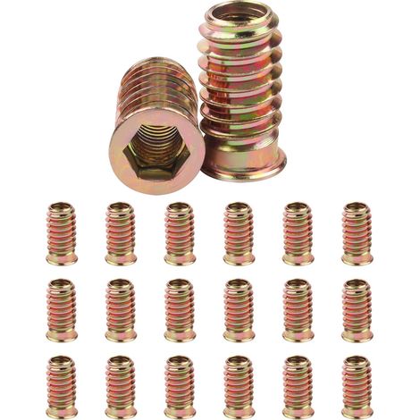 Insert Fileté Bois M6, Insert Fileté M6 x 25mm Zinc 20 Pièces (1/5)