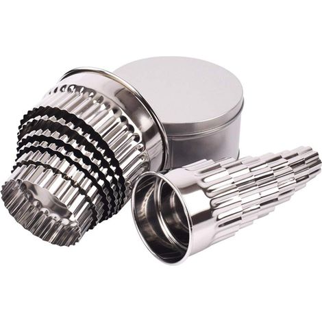 Ensemble de 12 moules à mousse en acier inoxydable 304, moules ronds pour biscuits et gâteaux, emporte-pièces pour raviolis, moules à biscuits. (1/5)