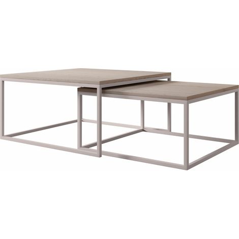 Conjunto mesa de centro Oswego 133, Luminoso madera + Cachemira, 39x76x76cm, Diámetro: 0, Aglomerado laminado, Angular