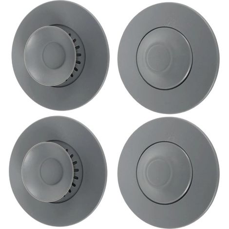 4-teiliges universelles geruchsdichtes Duschstöpsel-Set, Silikon-Badewannenstöpsel mit Abflusssieb, Anti-Verstopfungs-Küchenspülenstöpsel – für Küchenspülen, Waschbecken, Duschen und Bodenabläufe (1/5)