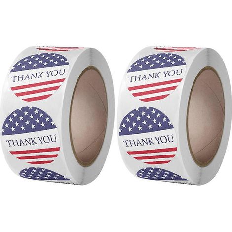 rouleaux d'autocollants ronds « Merci » - Étiquette autocollante - Décalcomanie du 4 juillet - Autocollants du 4 juillet-2.5cm