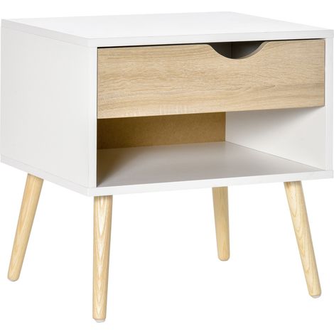 Chevet design scandinave DENITSA blanc et bois (1/5)