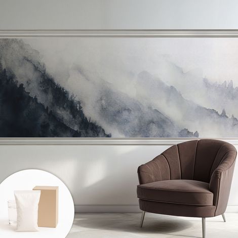 Papier peint intissé pour salon chambre à coucher peint imprimé Installation facile - Colle incluse gratuite Brume de montagne 250x104 cm (1/5)