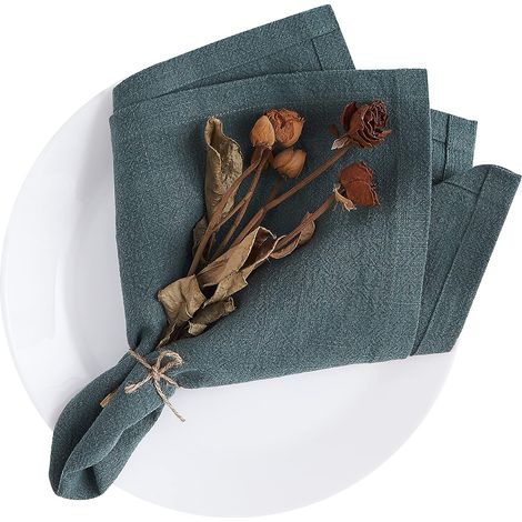 Linen Napkins Lot de 6 serviettes en tissu vert (1/5)