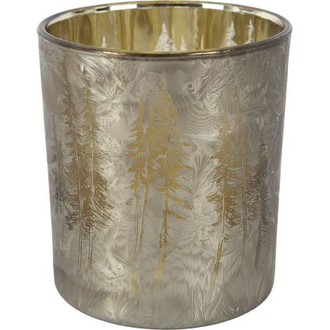 TrendLine Kerzenhalter aus Glas Ø 9 x 10 cm gold Teelichthalter