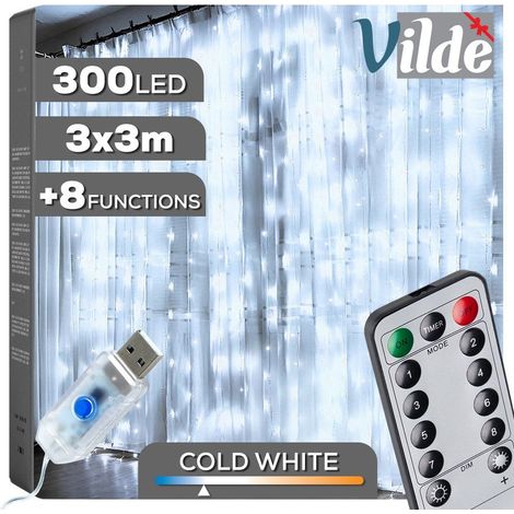 Lichtervorhang mit Fernbedienung 300 LED 3 m