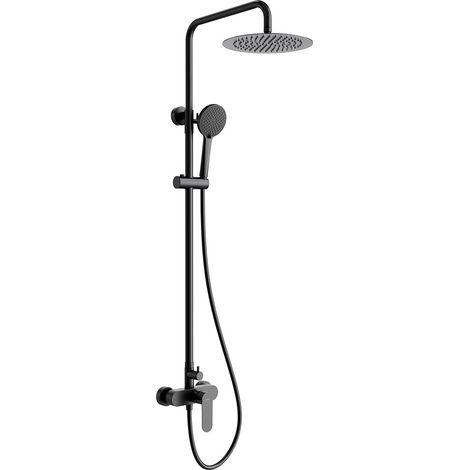 Columna Ducha Monomando Baikal Negro, cartucho cerámico, material inoxidable AISI 304, grifería de baño moderna, ahorro de agua, instalación fácil