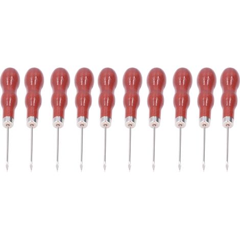 10 Poinçons en bois manche forme calebasse pour percer coudre réparation chaussures outil de couture artisanale (1/5)