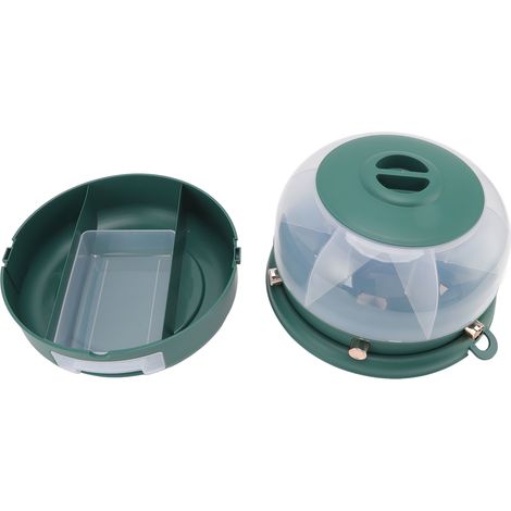 Boîte de rangement empilable pour céréales, simple couche, 6 compartiments, distributeur de riz rotatif, vert foncé, pour une organisation optimale de la cuisine. (1/5)