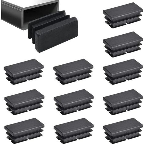Lot de 12 embouts pour tubes rectangulaires, adaptés aux tubes métalliques, canapés, chaises et housses de pieds de chaise (40x20 mm). (1/3)