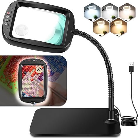 10x 30x Magnifying Lamp on Stand, 60 LED Desk Magnifier Lamp (1/5)