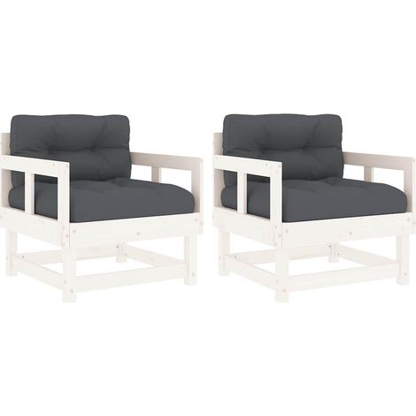 Maison Exclusive - Sedie da Giardino con Cuscini 2pz Legno Massello di Pino Bianco