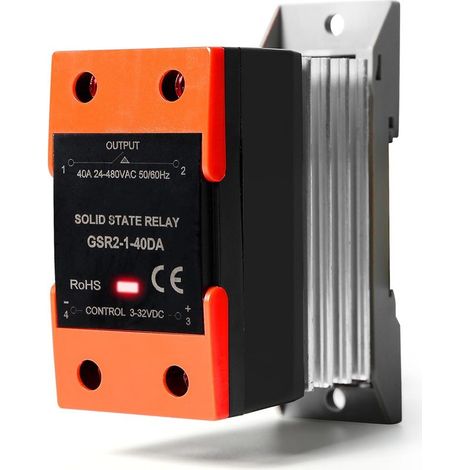 Halbleiterrelais, GSR2-1 SSR-25DA Einphasen-DC-Steuerungs-AC-Halbleiterrelais zur DIN-Schienenmontage mit Kühlkörper für die industrielle Automatisierung, 40 DA (1/5)