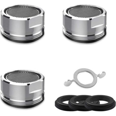 M24 Wasserhahn-Luftsprudler [3-teilig], Edelstahl-Wasserhahn-Luftsprudler, Wasserspar-Sprudler für Bad und Küche, inklusive 3 Unterlegscheiben und 1 Schraubenschlüssel für Wasserhähne - Crezuo
