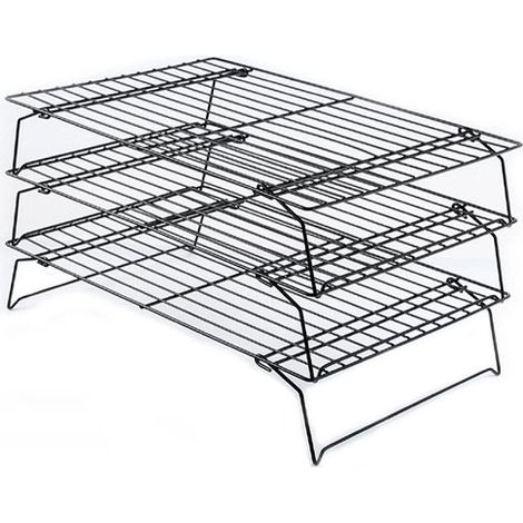 Grille de refroidissement à 3 niveaux pour la cuisson - Grille de refroidissement - Grille de refroidissement pour biscuits - Empilable - Revêtement antiadhésif - Grille de refroidissement pour la cui (1/5)