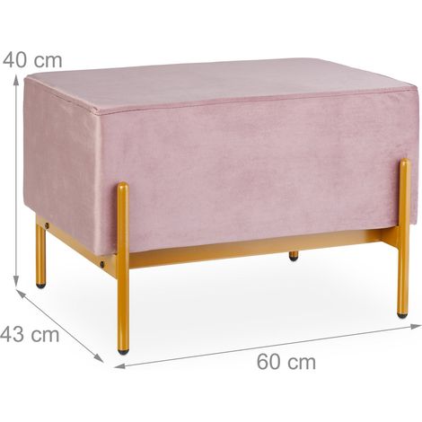 Panca rettangolare decorativa per ingresso soggiorno 60 x 40 x 43 cm seduta imbottita stile elegante in velluto blu 130015956