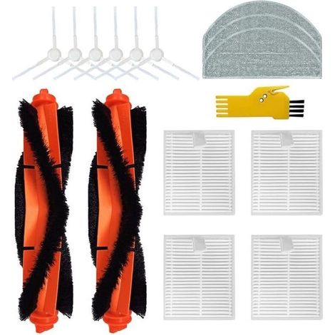 Accessoires compatibles avec Xiaomi Robot Vacuum E12 Xiaomi Vacuum E10 aspirateur Pièces de rechange 15 packs 2 brosses principale