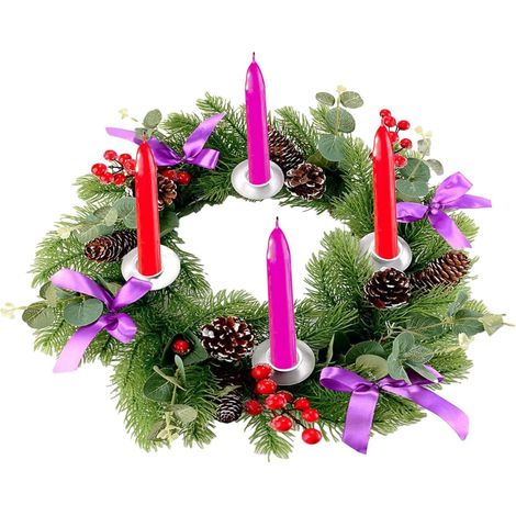 Anneaux de Bougies de Noël - Décoration de pièce maîtresse Bougeoir Couronne de l'Avent,Couronnes de Chandeliers artificiels Pratiques, exquises pour la fête de noël (1/5)