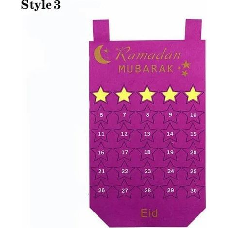 Calendriers de l'AventCalendrier de compte à rebours du Ramadan, couverture, modèle 3, violet/jaune, 53 x 30 cm (1/5)