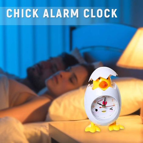 Réveil Œuf Poulet Cartoon à Piles Mini Horloge de Table Chevet Décoration Chambre Enfant Cadeau Blanc (1/5)