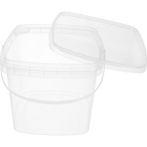 Seau en plastique avec couvercle, récipient à eau portable de 3 litres avec (1/5)