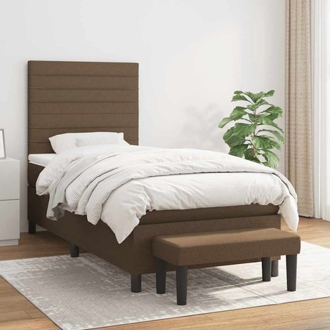vidaXL Sommier à lattes de lit avec matelas Marron foncé 90x200 cm (1/5)