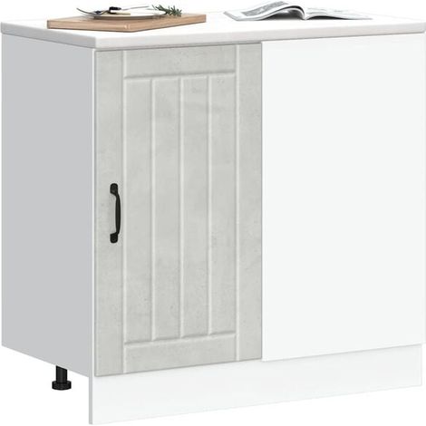 Meubles de Cuisine Bas Lucca, Gris Béton et Bois d'Ingénierie, Rangement Moderne pour Cuisine (1/5)