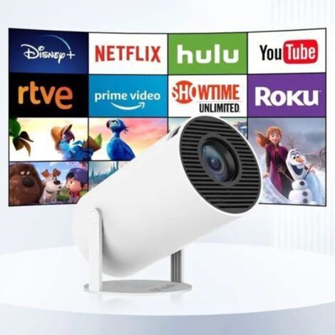 Mini Projecteur Portable Bluetooth Auto, 12000L Vidéoprojecteur Intelligent 4K Full Hd Supportée, Avec Wifi 6, Bt 5.0, Retour (1/4)