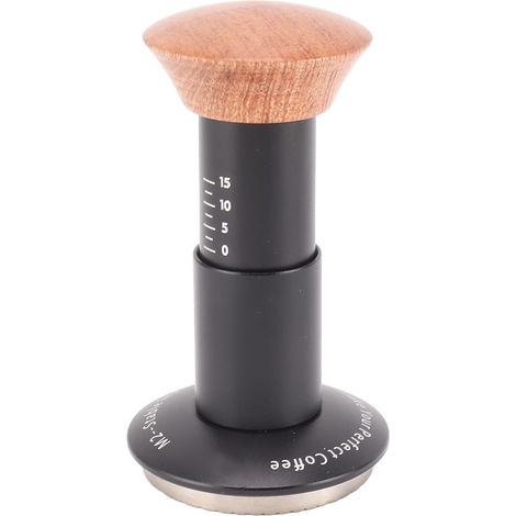 Tasseur à café avec ruban gradué, ergonomique à pression constante, ressort intégré pour machine à portafiltre 53mm (1/5)