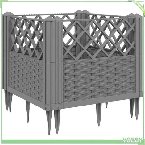 Jardinière - FAFEICY - 368008 - Gris clair - Aspect rotin - Modulaire 4 panneaux (1/5)