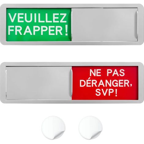 Door Sign, 17.8 x 5.1 x 0.5 cm Magnetic Sliding Plate with Adhesives, Clear Sign for Meeting Rooms, Schools, Offices and Toilets (Silver, PLEASE HIT/DO NOT Disturb) (1/5)