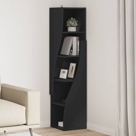 vidaXL Meuble d'angle 32x32x140cm Bois d'ingénierie Noir (1/5)