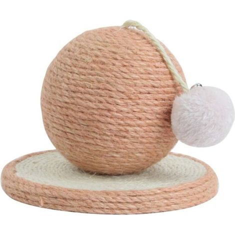 Cat Scratcher, Tabletop Claw Scratcher with Sisal Balls, Interactive Sisal Cat Toy, with Ball, Round, Sturdy, Crusher(Pink Round Ball) (1/5)