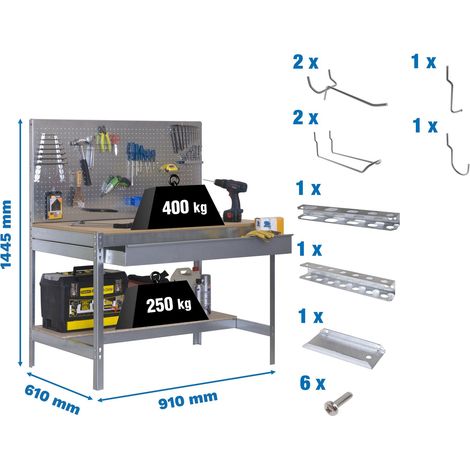 Simonrack Professioneller Arbeitsbank aus verzinktem Metall und Holz