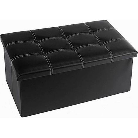 TRADE SHOP - Pouff Puff Pouf Contenitore Imbottito Portaoggetti Seduta Nero 76x38x35 Cm 79431 -