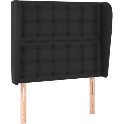 Testiera letto accessorio camera da letto mobile imbottito con bordo laterale 103 x 23 x 118/128 cm sintetico nero TDL0204606