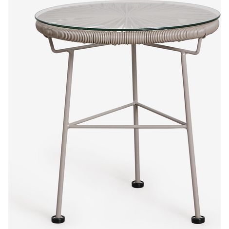 Mesa auxiliar para jardín redonda Ø45 cm en acero y mimbre sintético Acapulco SKLUM             