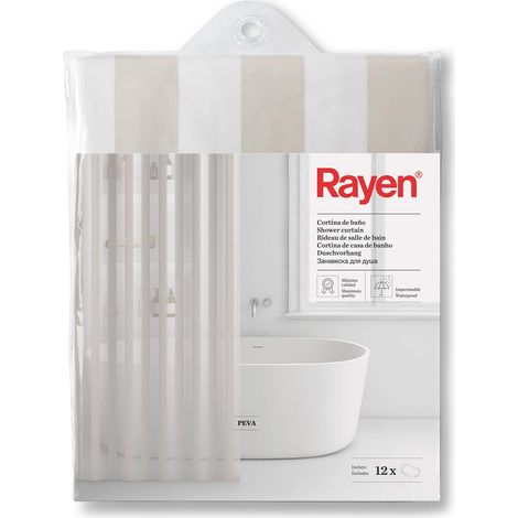 Cortina de ducha 180x200cm PEVA Rayada Blanca - Rayen (1/5)