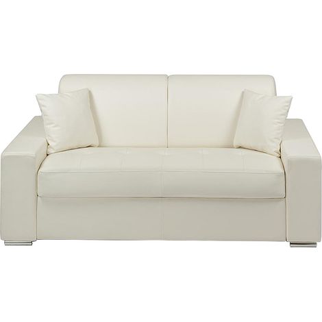 Divano letto 2 posti a ribalta in similpelle Bianco - Larghezza Materasso 120 cm - Spessore 14 cm - EMIR