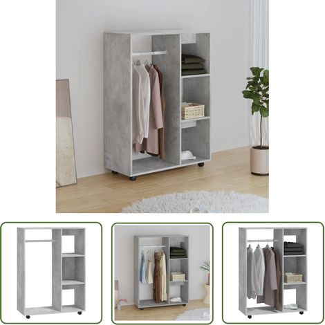 The Living Store Garde-robe Gris béton 80x40x110 cm Bois d’ingénierie - Garderobe - Meuble Rangement - Armoire - Dressing - Commode (1/5)