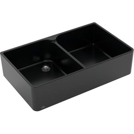 Évier VB 90 x 900 x 550 mm, bonde en céramique noir pur