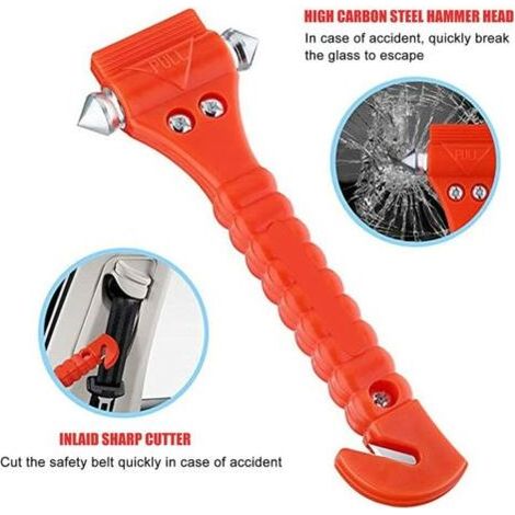 royaluxe - Marteaux de Secours , Marteau Brise-vitre Et Coupe 2 en 1 Brise Vitre Coupe Ceinture Voiture Brise Vitre d'urgence avec Survival Whistle Marteau de Sûreté de Voiture Auto Matériel d'urge (1/4)
