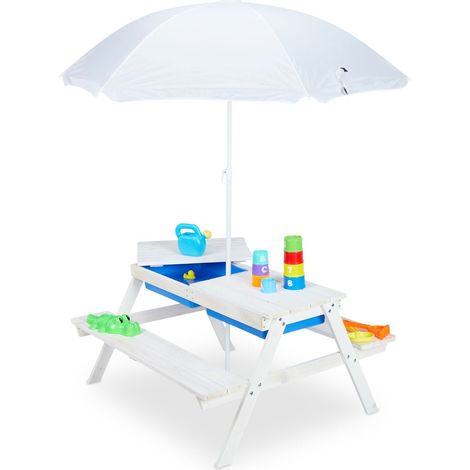 Area salotto bianca per bambini legno con ombrellone (1/5)