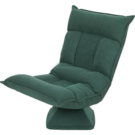 Fauteuil de sol pivotant à 360° avec dossier réglable 5 positions, canapé de sol pliable, fauteuil de méditation, canapé confortable rembourré pour salon, jeux et lecture, vert (1/5)